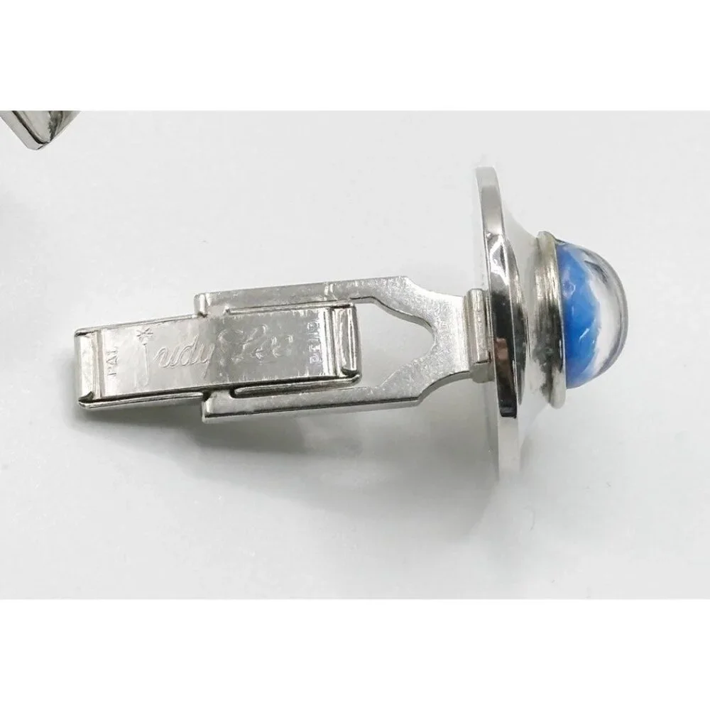 Mens Vintage JUDY LEE BLUE‎ GLASS STAR BURST Star Sapphire CUFFLINKS